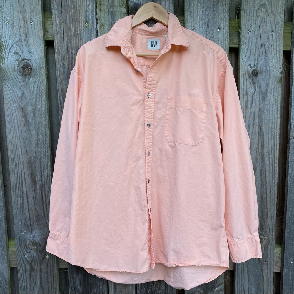 Vintage GAP Mens peach orange button down shirt 100% Cotton business or …